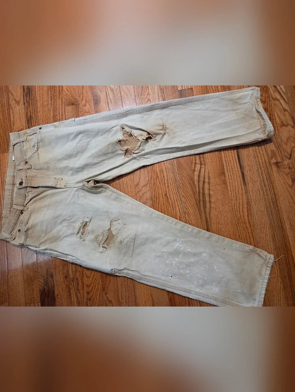 Dickies Beige Canvas Jacket with Distressed Detail